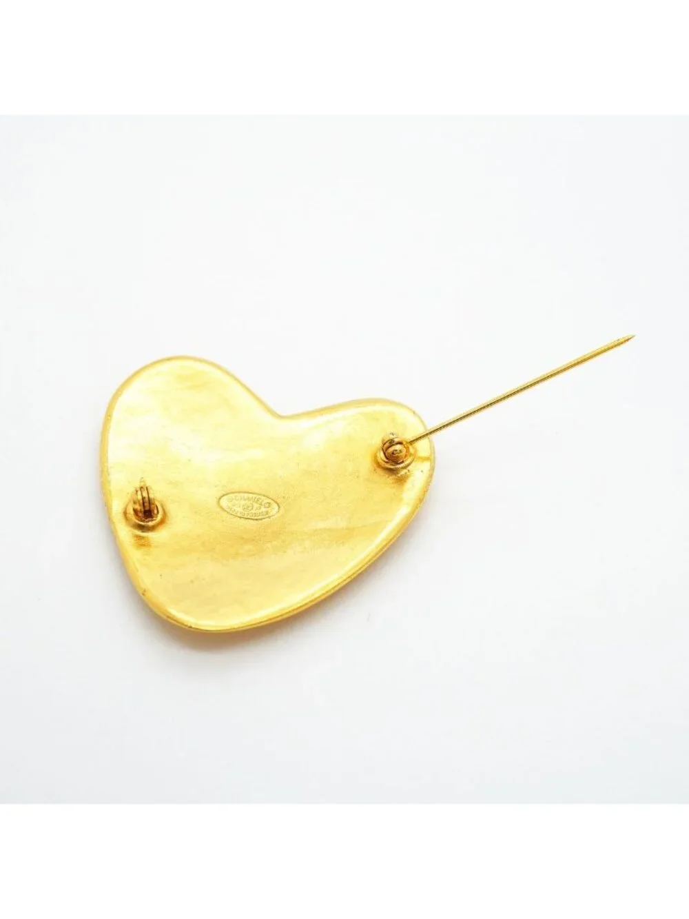 Chanel Brooch Vintage CC Logo Heart Motif Gold Plated